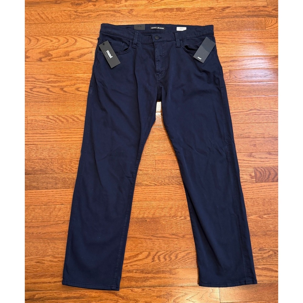 New Mavi Zach Straight Leg Pants Men 36x30 Dark Navy Blue Twill Stretch Chinos